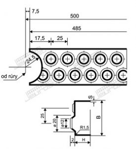 Priečka s dvojitým radom otvorov