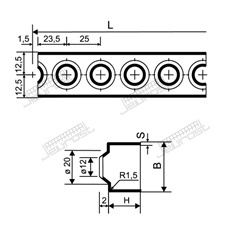 Priečka s jedným radom otvorov
